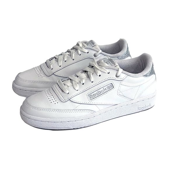 Reebok Club C 85 Sneakers, Silver Glitter, 8 - Picture 1 of 4